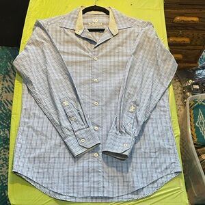 Bugatchi Blue Checkered Casual Shirt